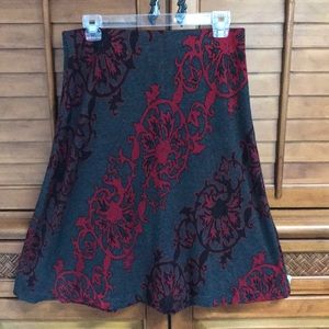 ECI Skirt M Ponte Knit Stretch Waist 30” Gray Red